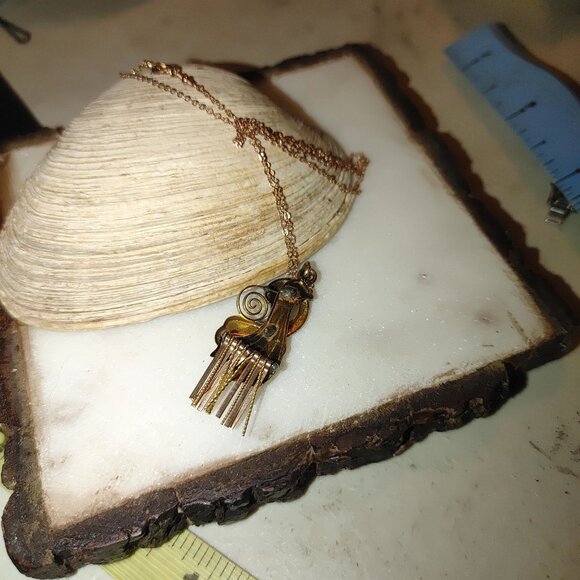 Vintage 12K Gold Moveable Intricate Pendant Necklace 14K GF Chain Pearl Accents - Picture 12 of 16